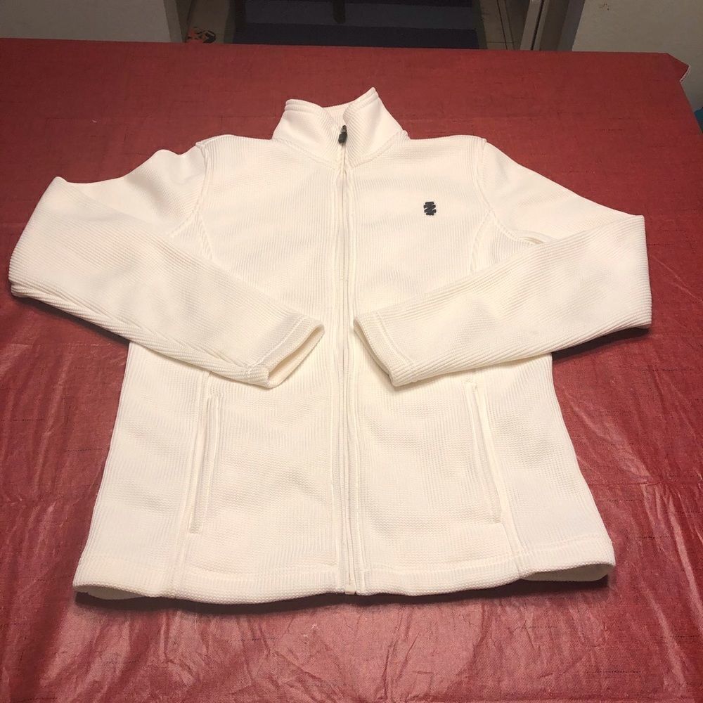 Izod Cream Long Sleeve Knit/Fleece Lined Jacket